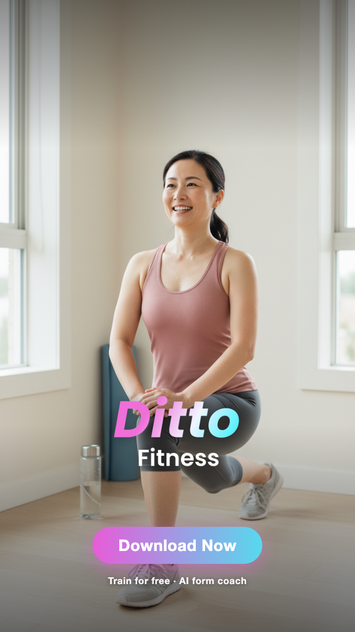 Ditto fitness app banner ad — lunge stretch