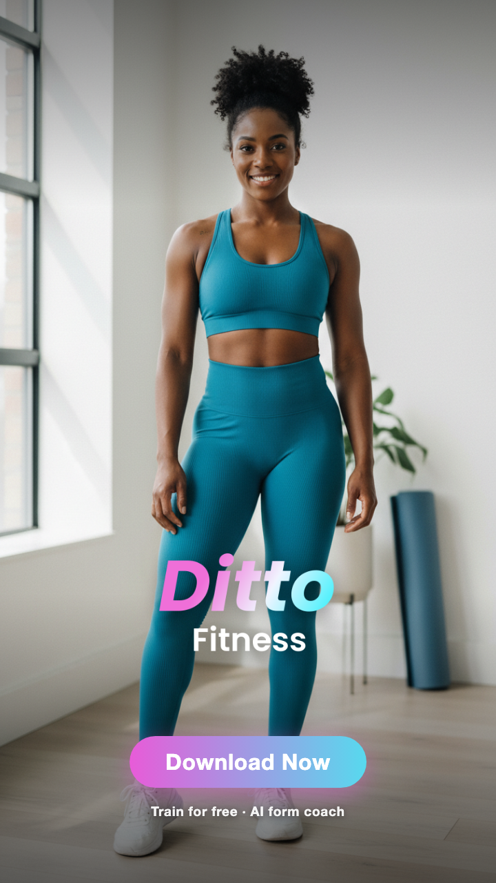 Ditto fitness app banner ad — teal workout set